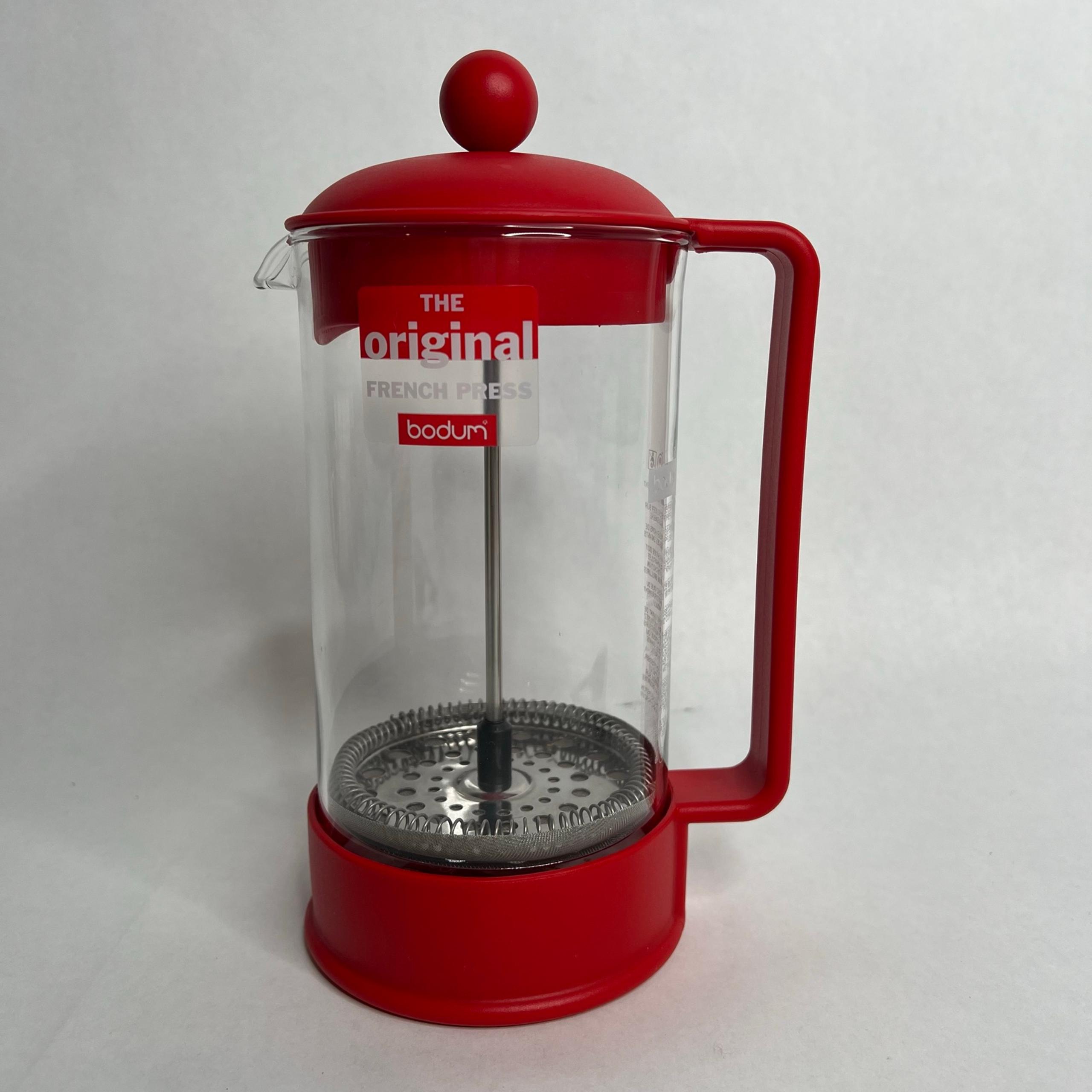 BODUM BRAZIL GLASS FRENCH PRESS COFFEE MAKER 12oz Red