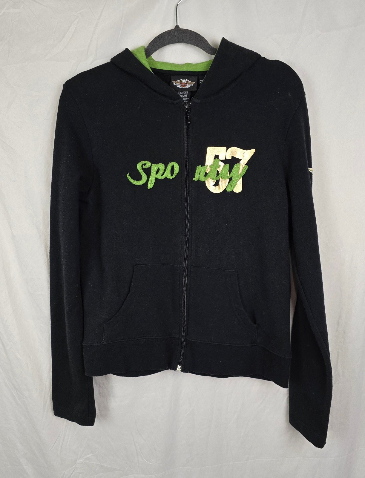 Harley Davidson Motorcycles Sporty Embroidered Full Zip Hoodie Women's sz XL