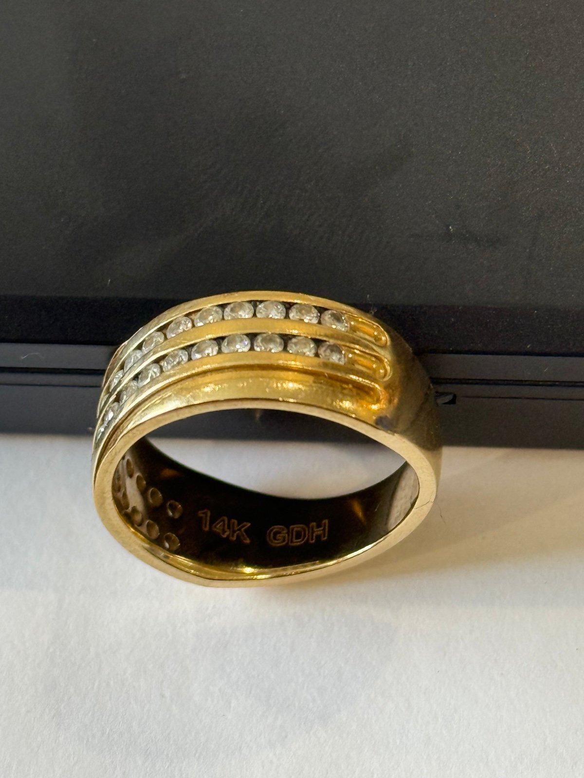 mens wedding band solid 14k