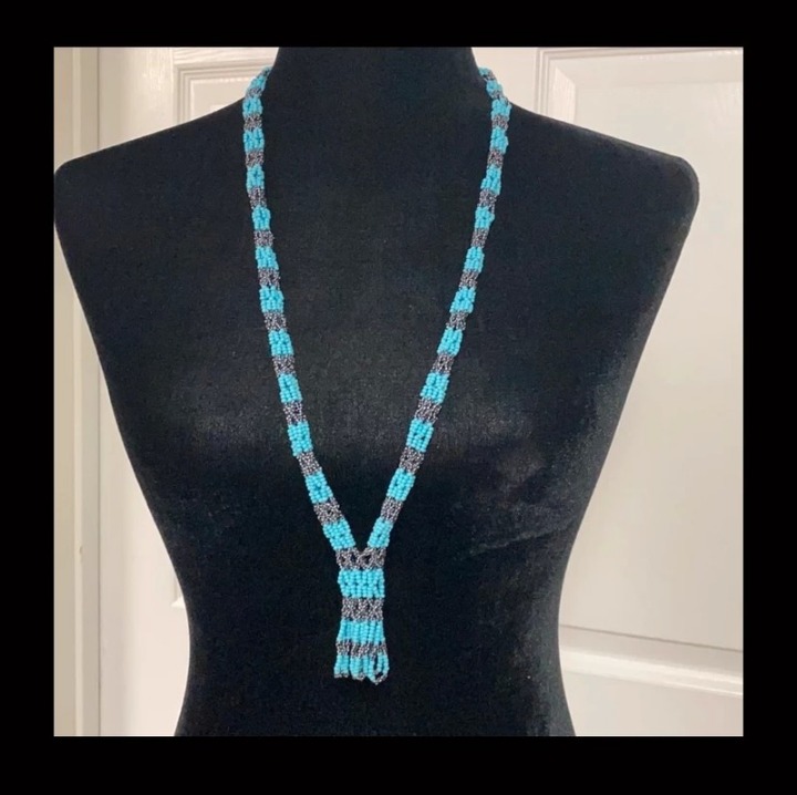 Southwestern Blue bead costume necklace