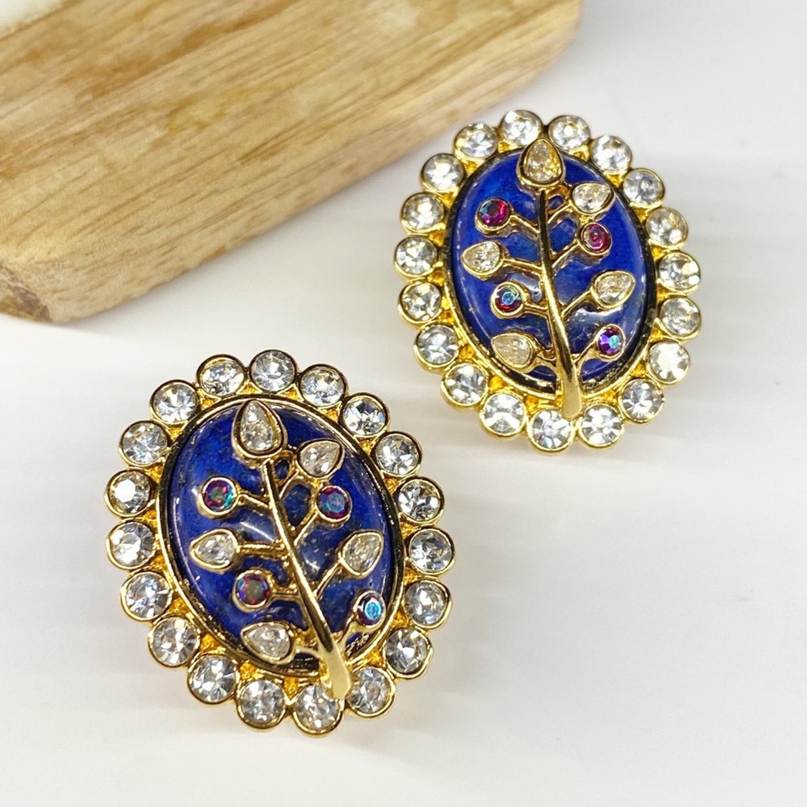 NEW Water Flower Lapis Statement Earrings