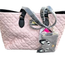 Betsey Johnson Blush Pink Quilted Tote/Bag/Handbag w/Removable Pouch