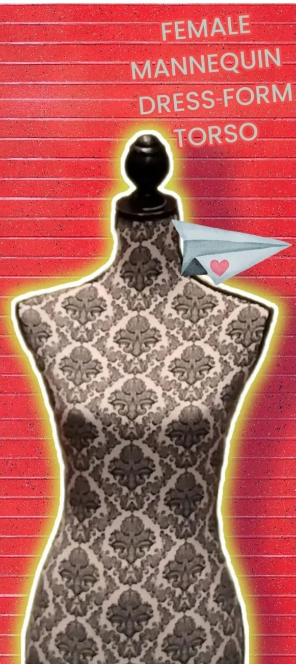 Female Mannequin Torso Pinable Showcase Black & White Fabric *Quality/Poseable
