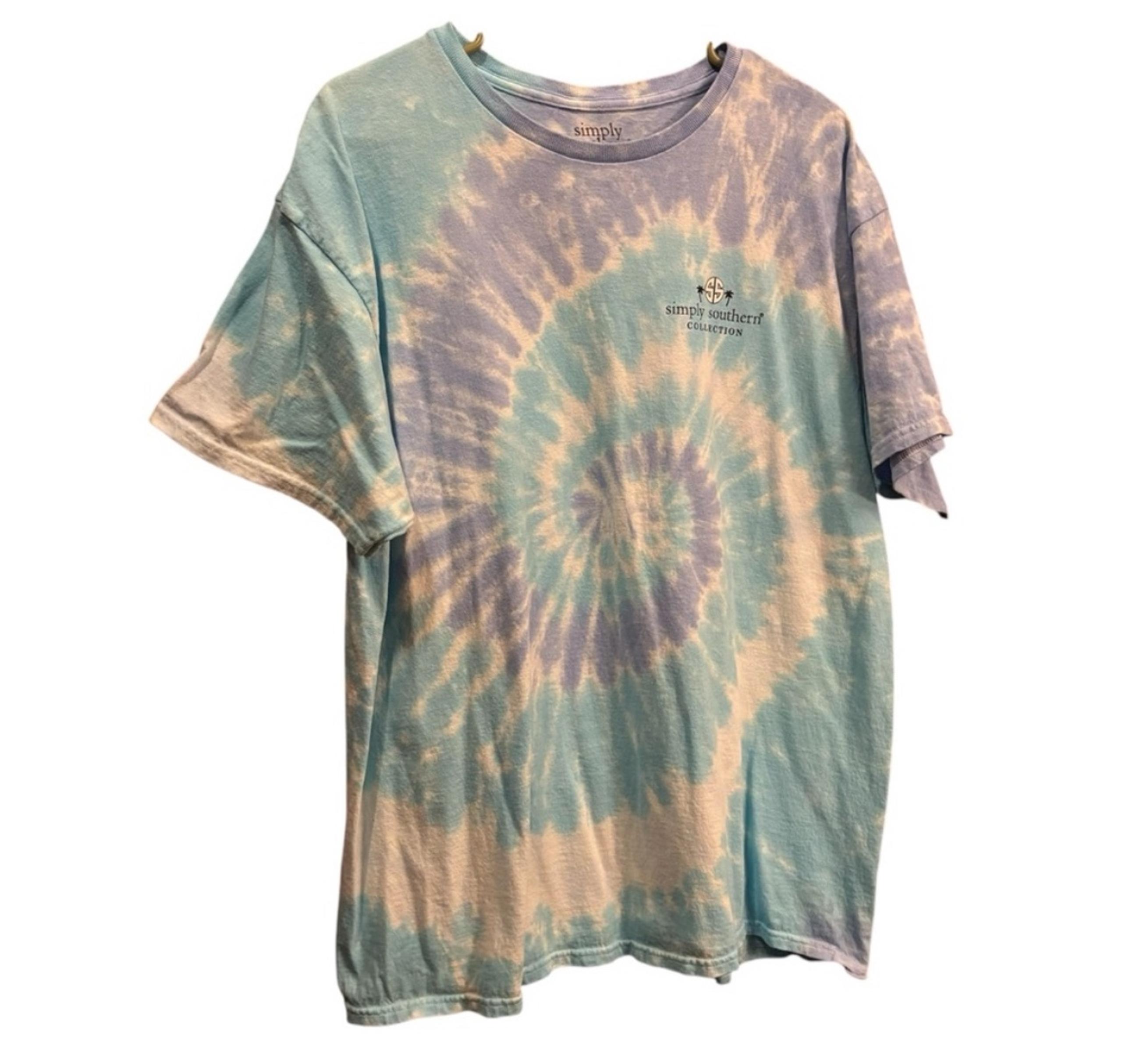 Simply Southern blue & purple tie dye beach sun graphic tee XL