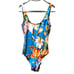 Vintage NOS Ralph Lauren Womens Swimsuit Blue with Tropical Floral Pattern Size