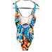 Vintage NOS Ralph Lauren Womens Swimsuit Blue with Tropical Floral Pattern Size