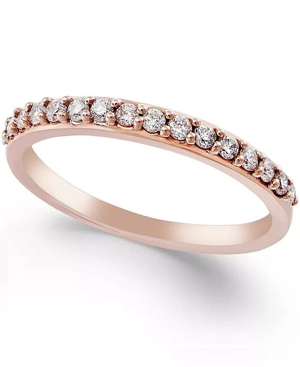 14k Rose Gold Diamond (1/4 c.t.) Ring Band Sz 7 NWT
