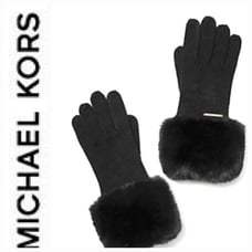 Michael Kors Faux Fur-Trim Knit Gloves