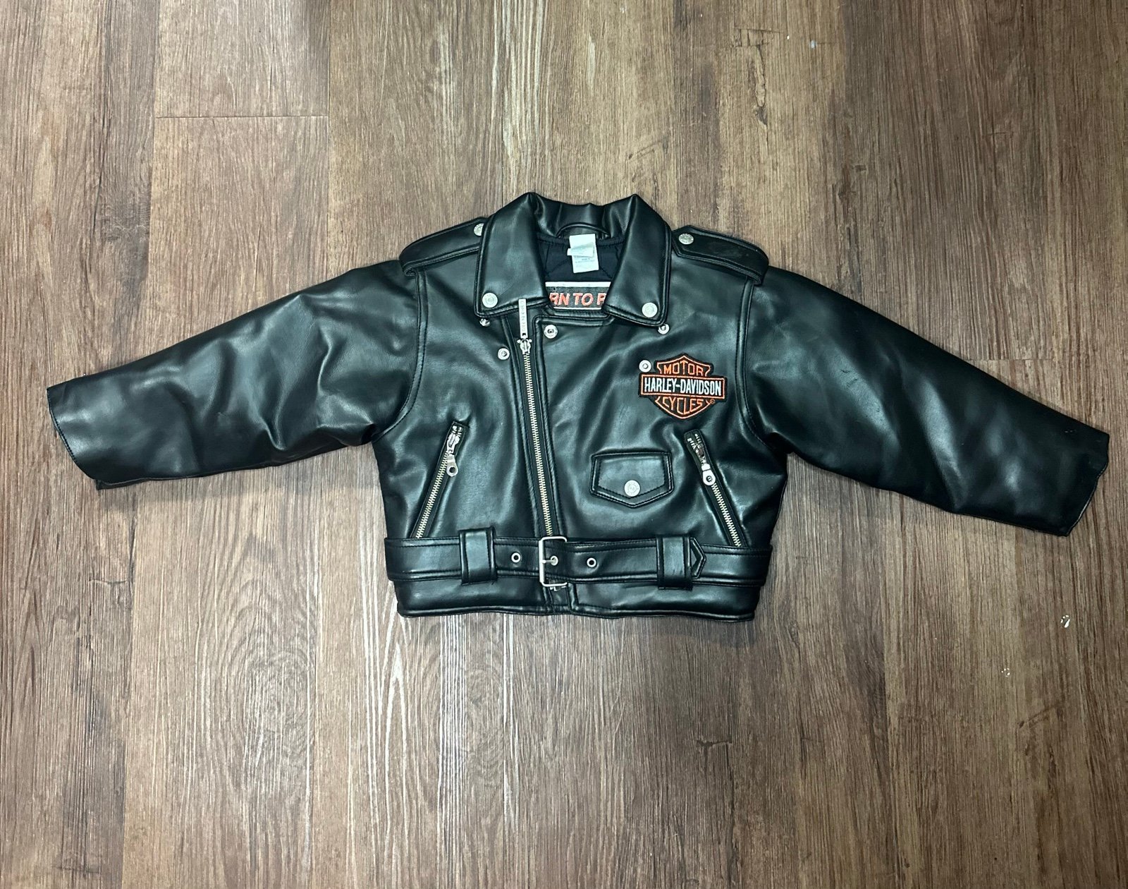 Harley-Davidson Youth Unisex Size 4 Motorcycle Biker Jacket Black Faux Leather