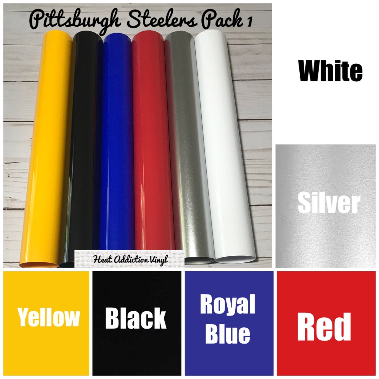 Iron On HTV Vinyl Pittsburgh NFL Pack 1
