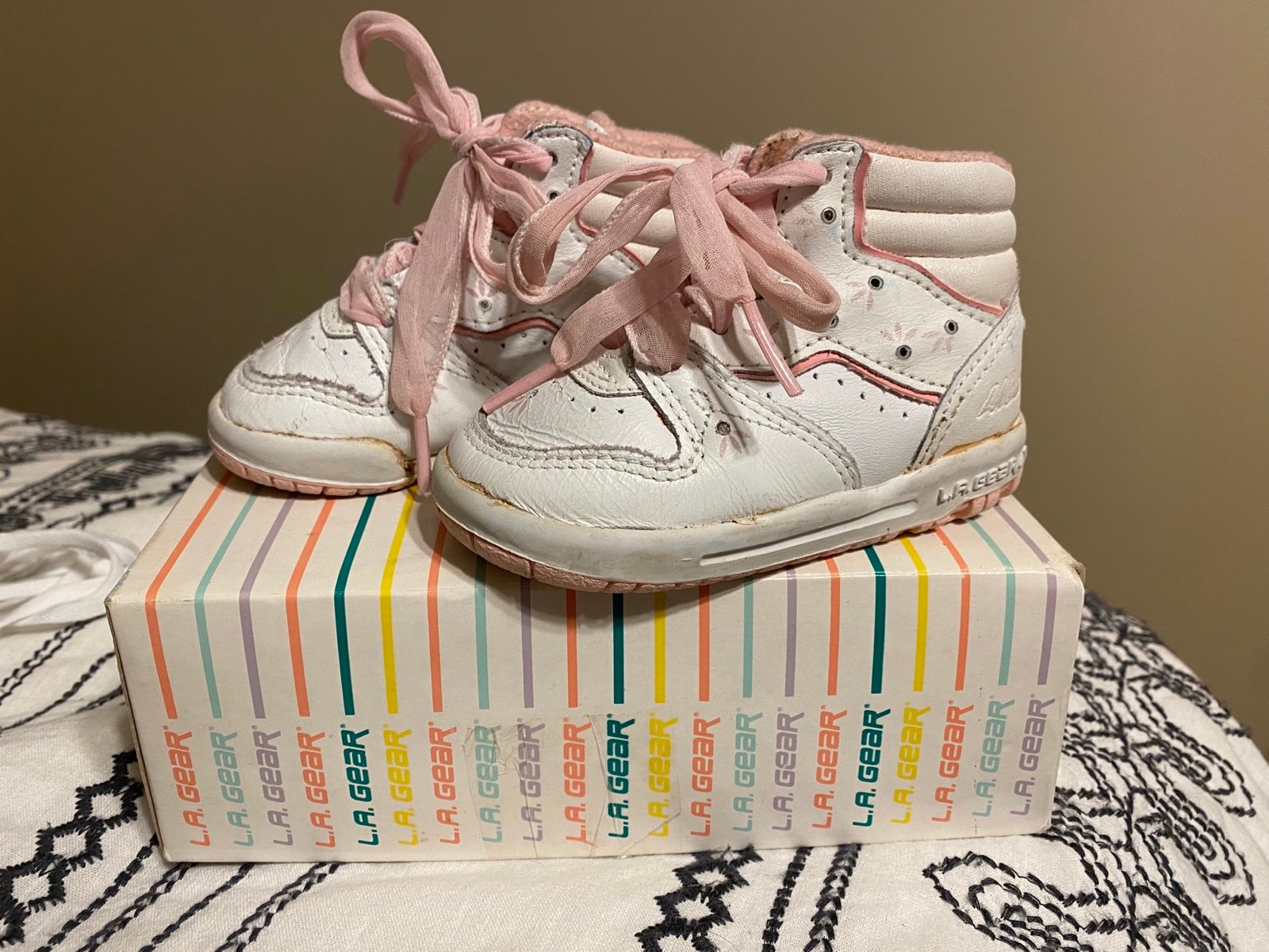 Vintage L.A. Gear Pink Stardust High Top Sneakers Baby Girl Toddler Sz 4.5