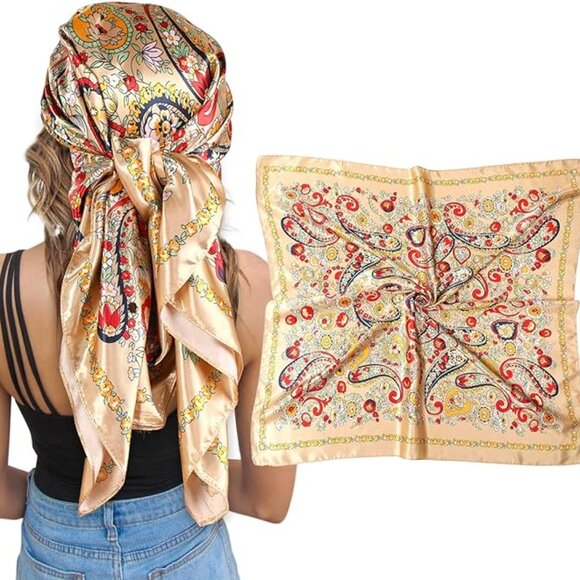 Large Hair Silk Bandana 35”×35”