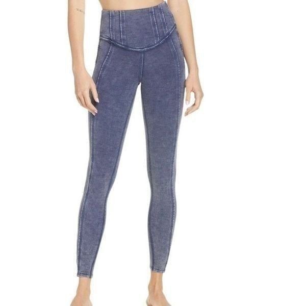 Free People Women's Hybrid Yoga Leggings Deepest Navy Blue XS Cotton New