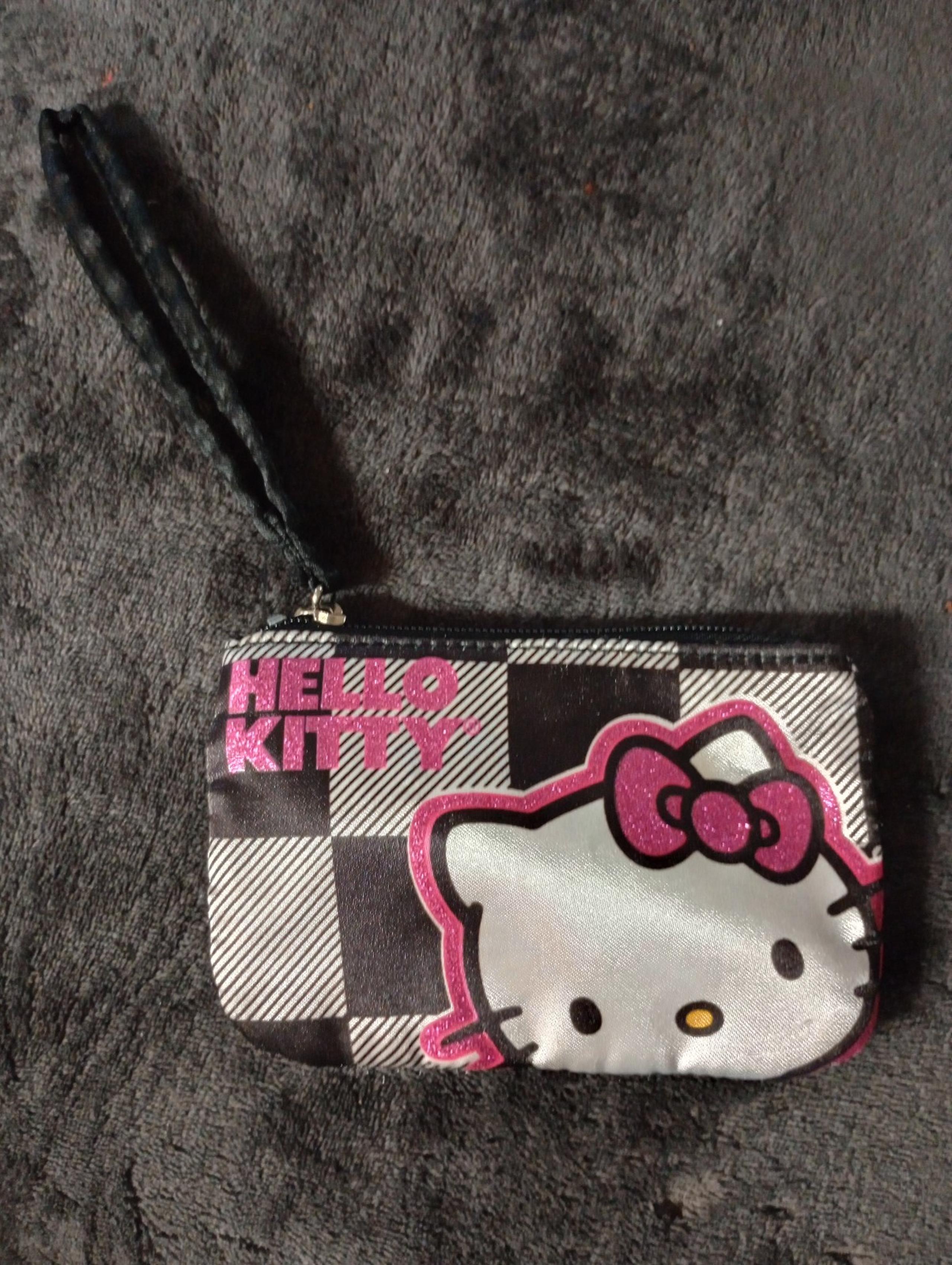 2013 hello kitty wristlet wallet glitter Gothic plaid small coin purse wallet