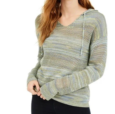 NWT HOOKED UP BY IOT JUNIORS' POINTELLE HOODIE BLUE