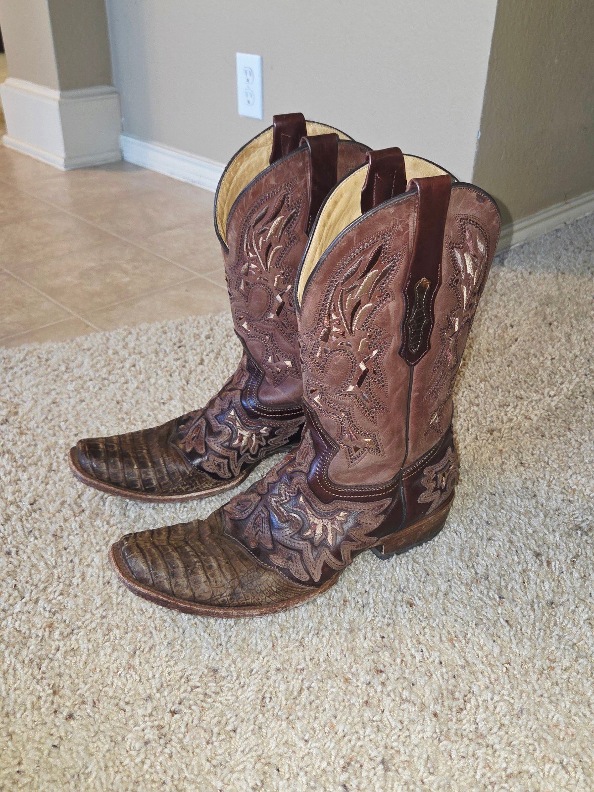 Corral Men's Alligator Cowboy Boots In Brown SZ 9.5D