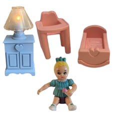 Playskool dollhouse accessories lamp dresser works rare baby highchair cradle!!