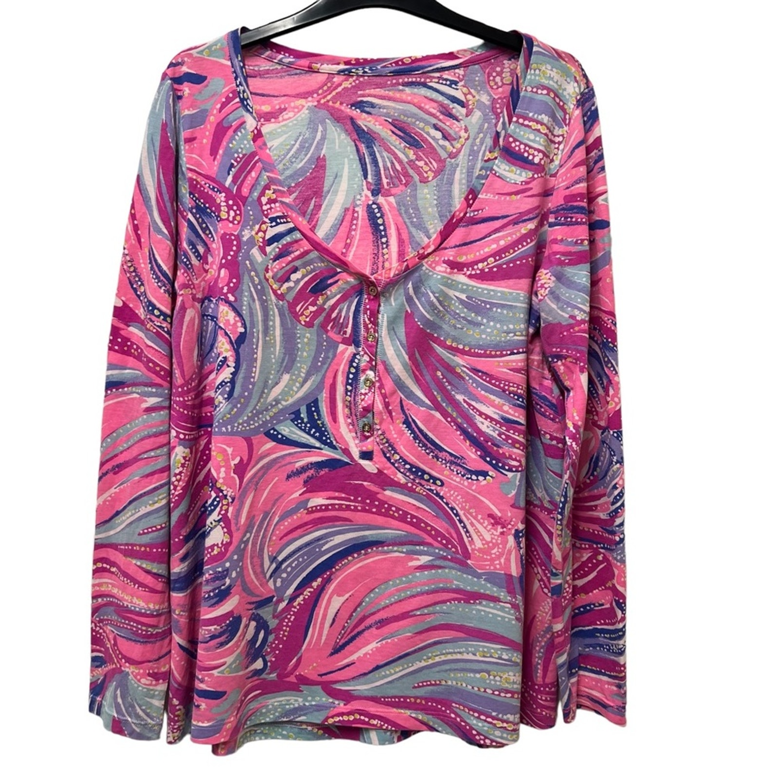 Lilly Pulitzer Magenta Sorella Oh My Guava Longsleeve Shirt Size Large
