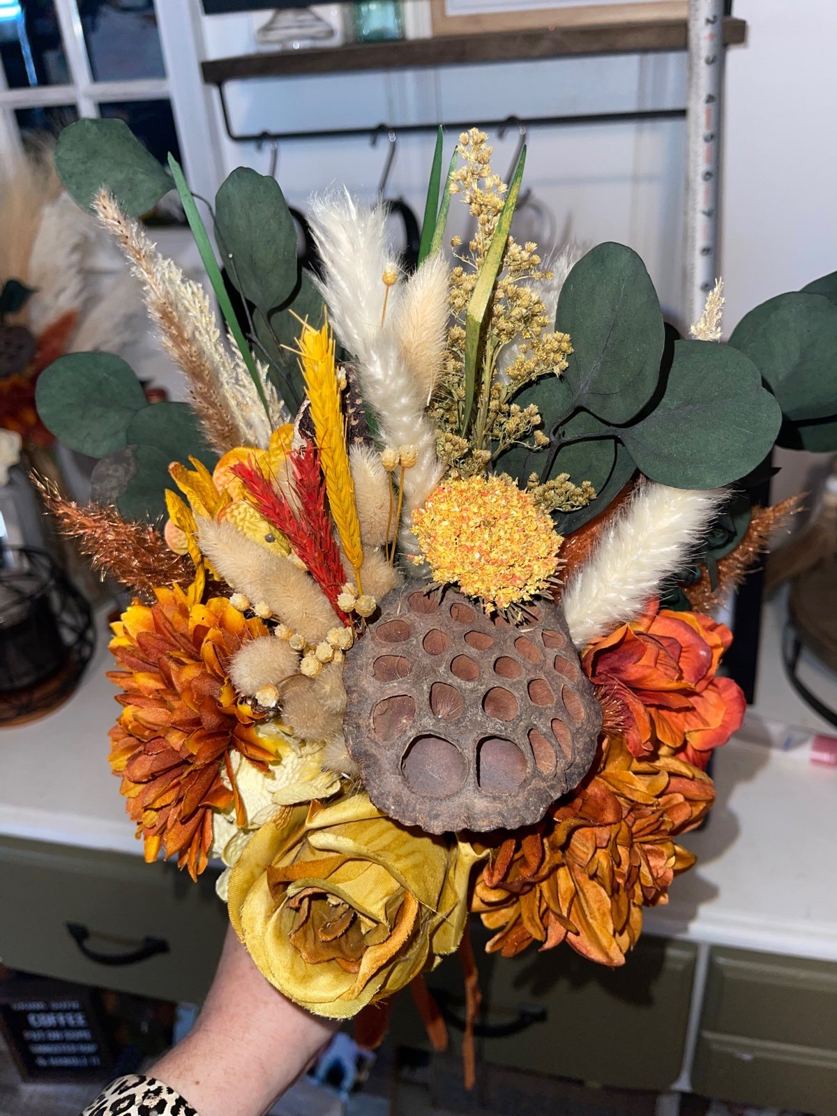 Terracotta wedding bouquet and mini bride shops bouquet
