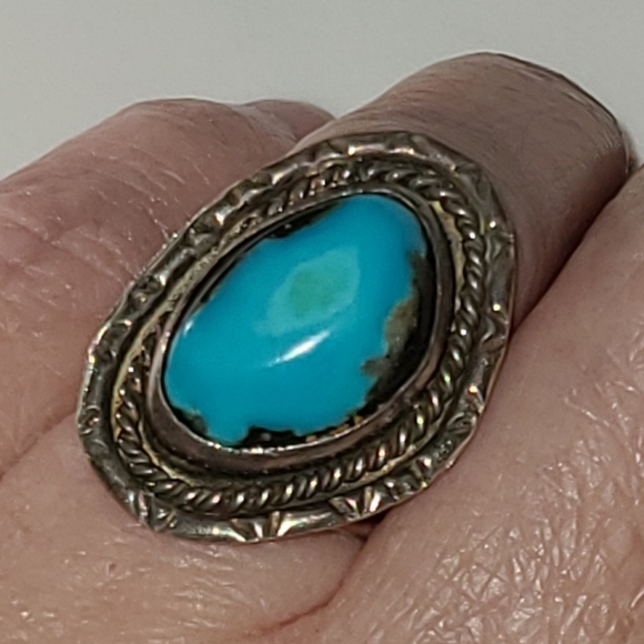 Vintage Bisbee turquoise ring sz 7.5 RARE stone 50's 60's estate navajo sterling