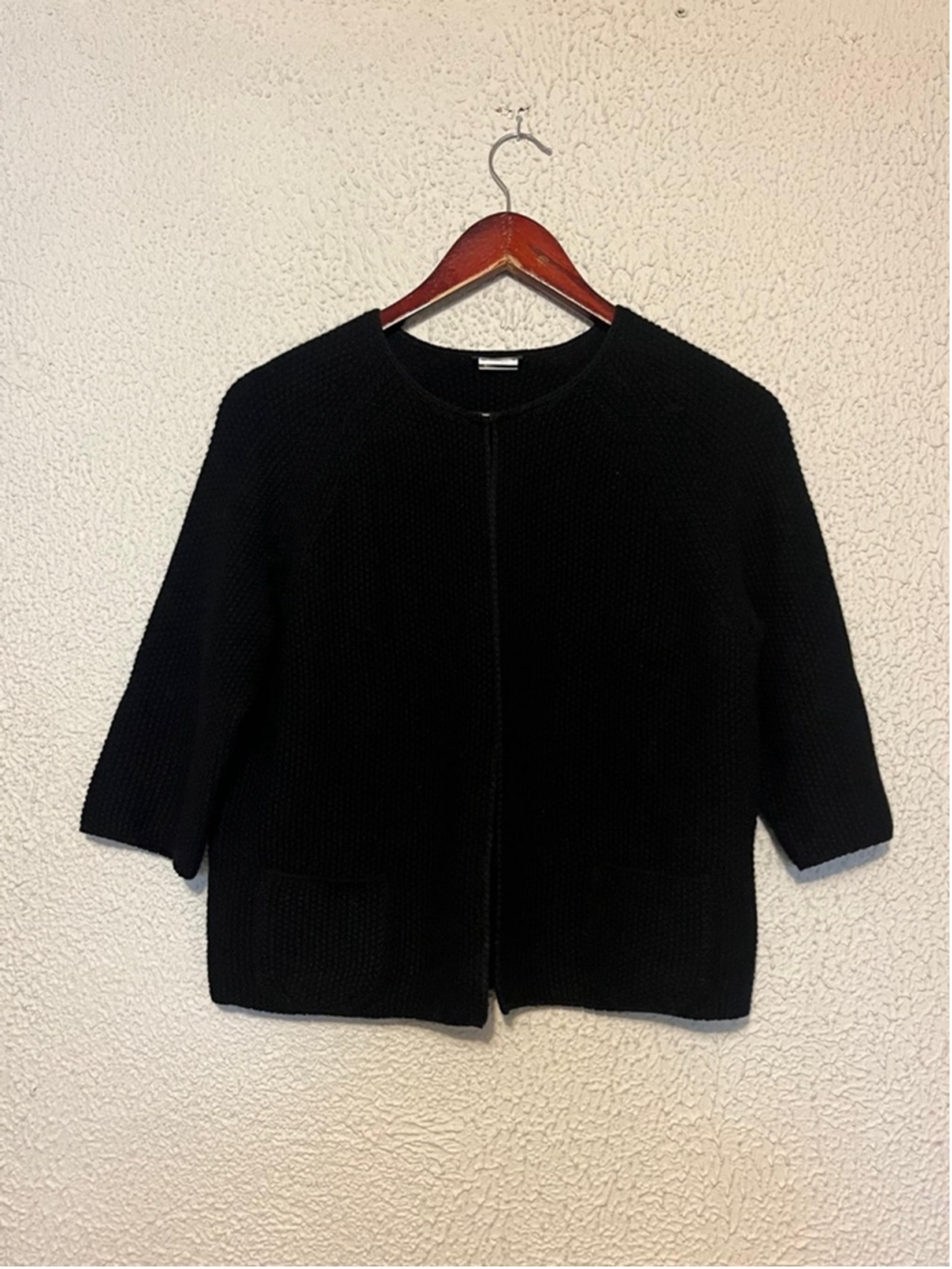Akris Quiet Luxury Black Silk Cashmere One Clasp Cropped Cardigan Size Us 10