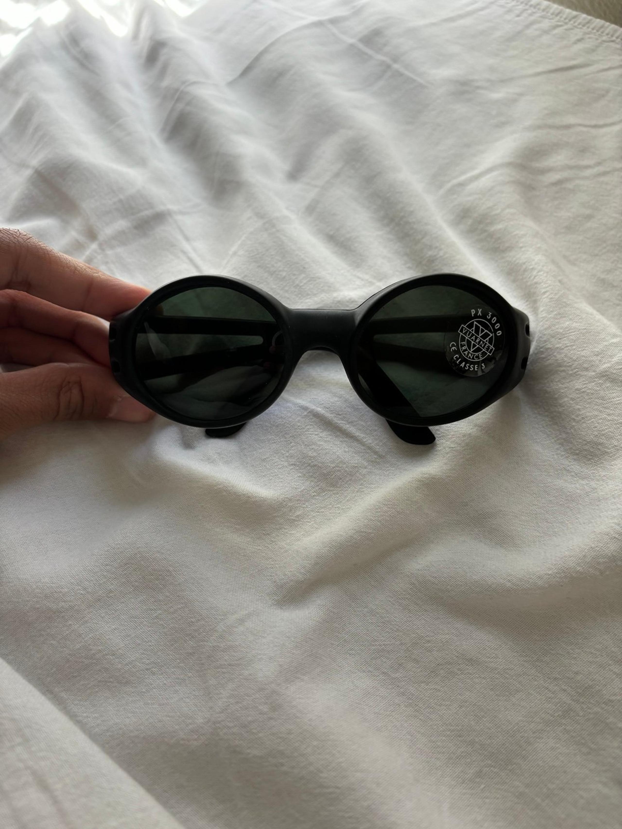 Vintage Vuarnet Sunglasses Black Frame Round Pouilloux 031 Made In France