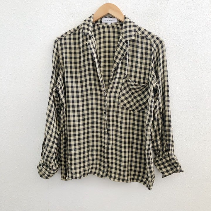 WEWOREWHAT Gingham Button-Up Shirt & Pants Pajama Set XXS Size