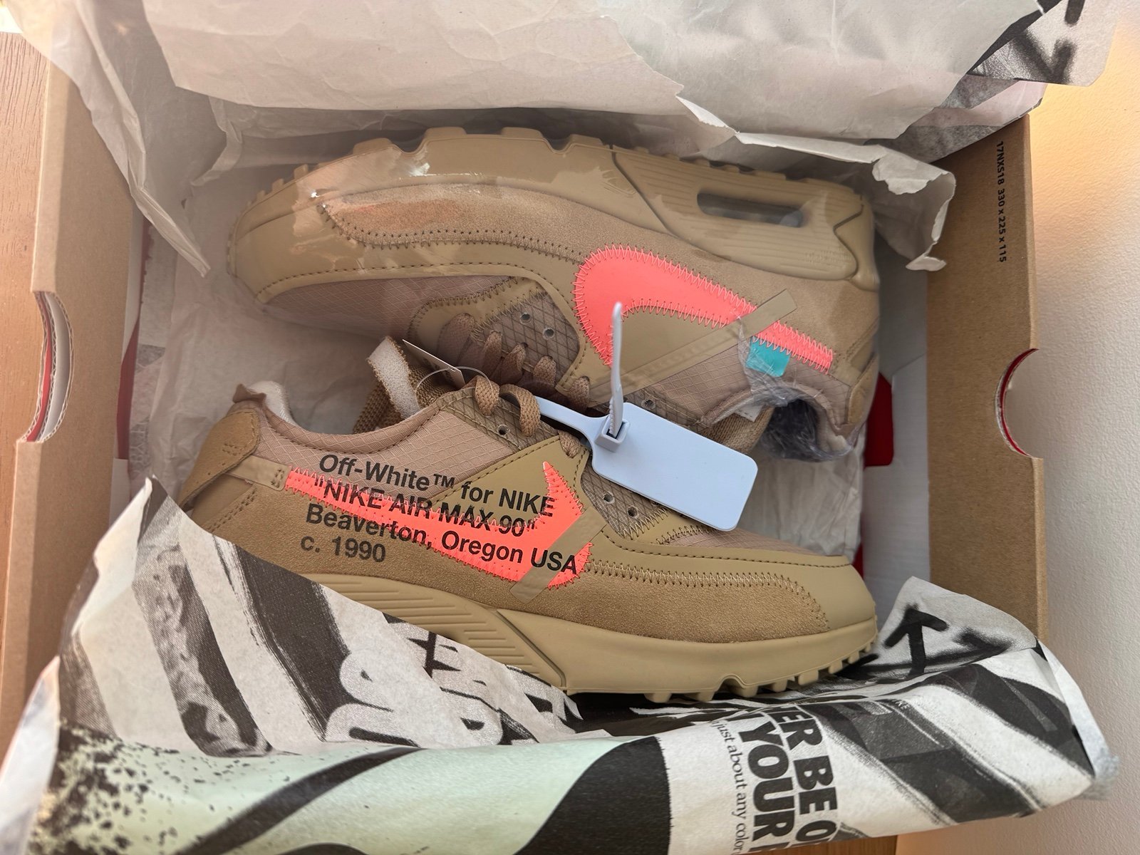 Nike Air Max 90 OFF-WHITE Desert Ore/Desert Ore-Hyper Jade-Bright Mango