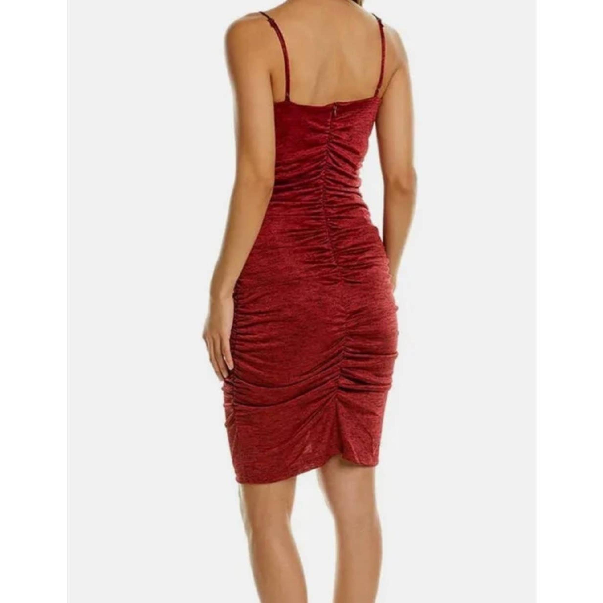 BCBGENERATION Bodycon Midi Dress Burgundy Spaghetti Strap Womens Size Large