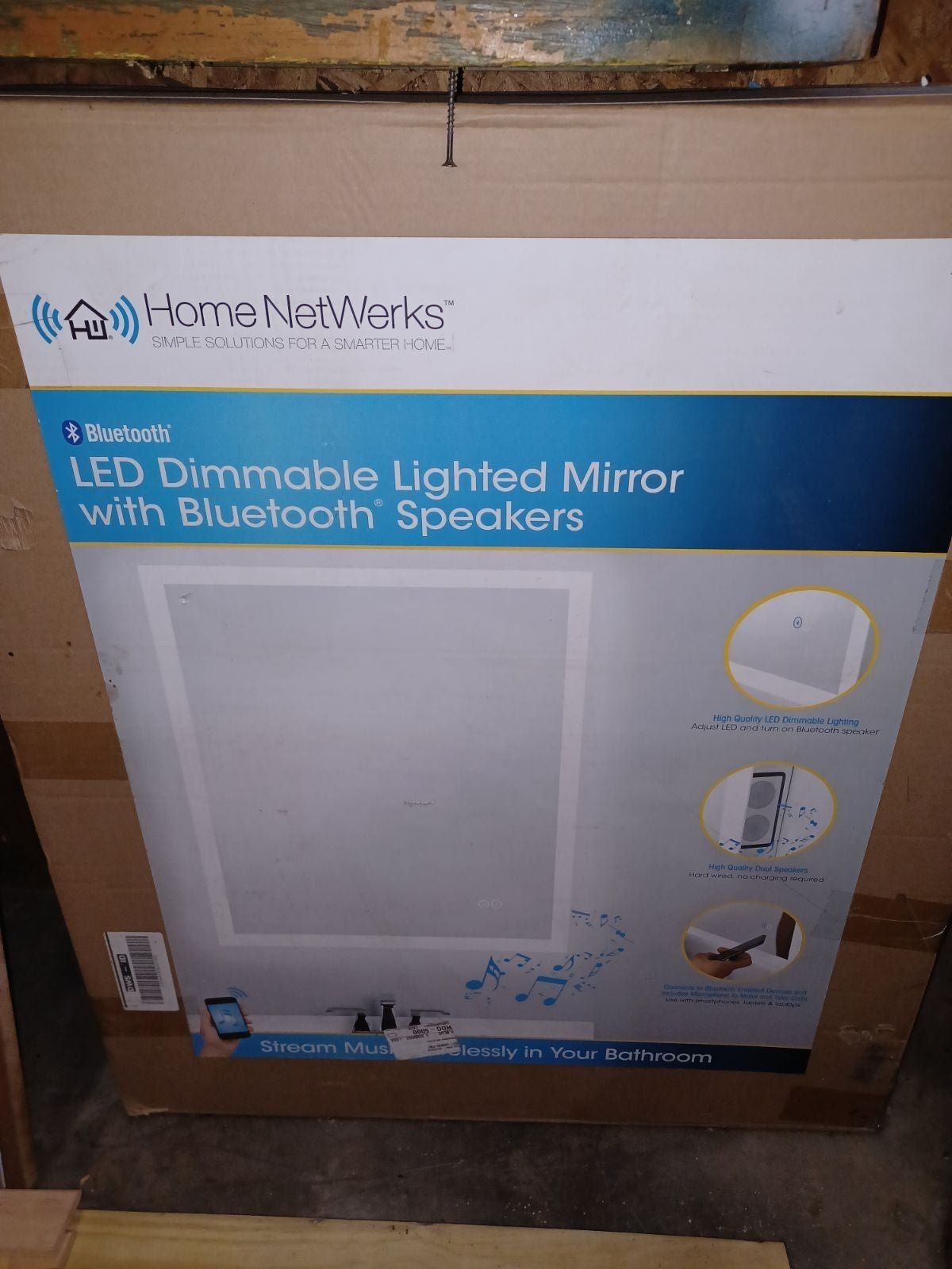 2 LED Dimmable Lighted Mirror With Bluetooth Speakers