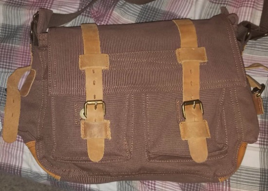 Vintage Military Leather Canvas Laptop Bag Messenger Bags Medium
