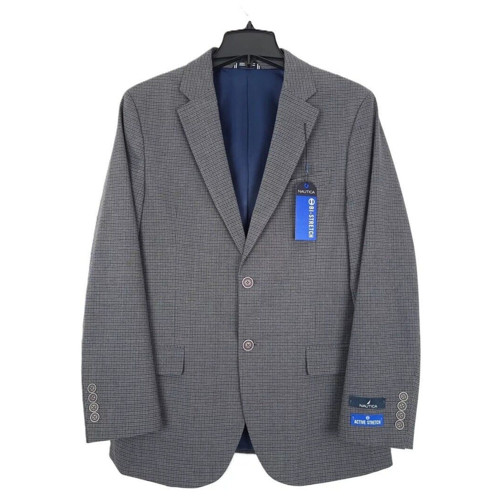 Nautica Men's Modern-Fit Active Stretch Suit Jacket Grey Check 40L NWT