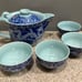 5 Piece Asian Blue Dragon Ceramic Teapot Teacup Set in Pristine Condition!