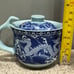 5 Piece Asian Blue Dragon Ceramic Teapot Teacup Set in Pristine Condition!