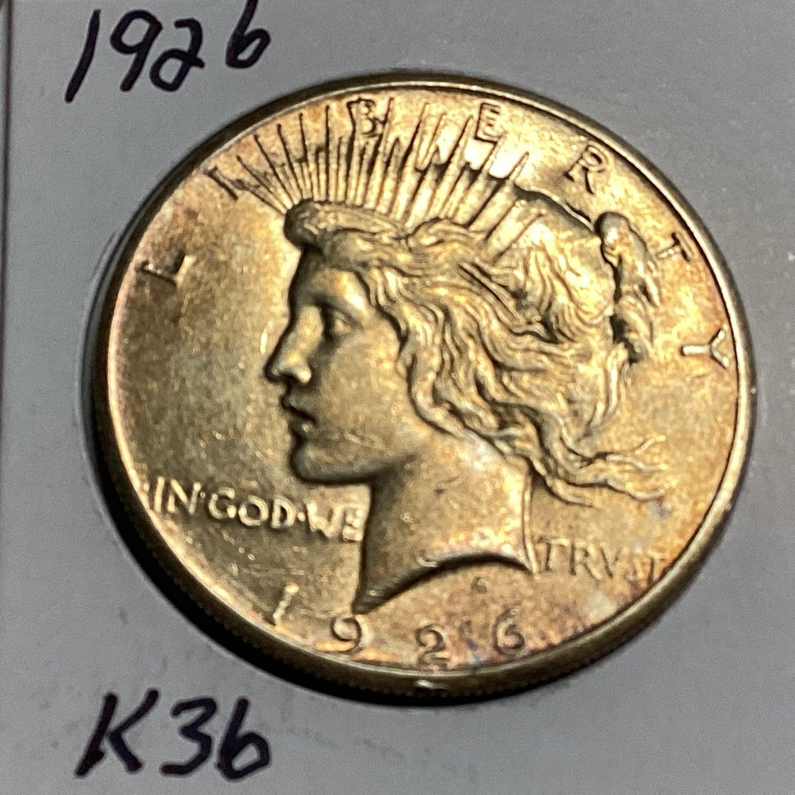 1926 - Peace Silver Dollar higher grade coin with nice toning