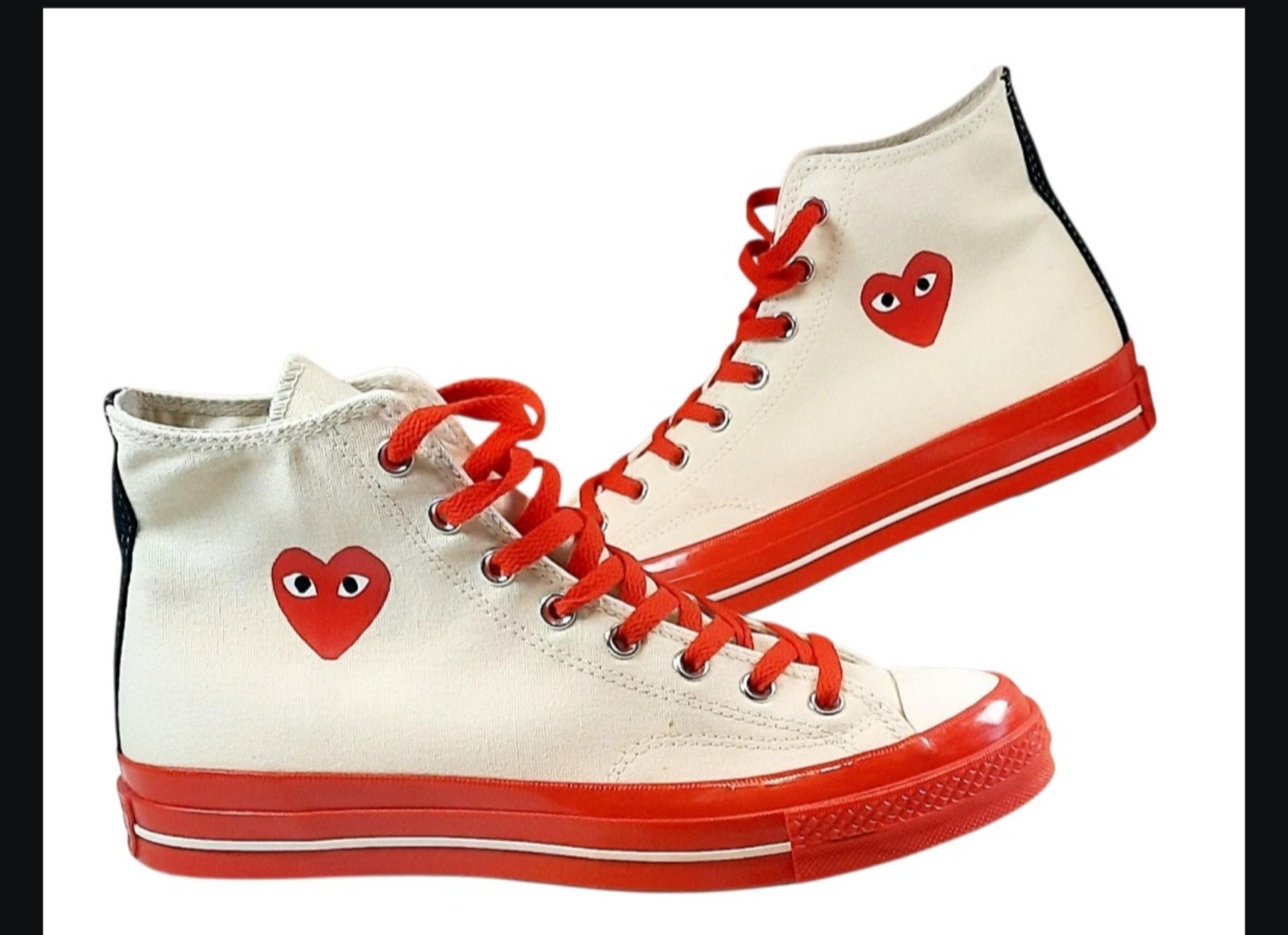 Converse Comme des Garçons Play x Chuck 70 High Pristine Red Sneakers A01794C