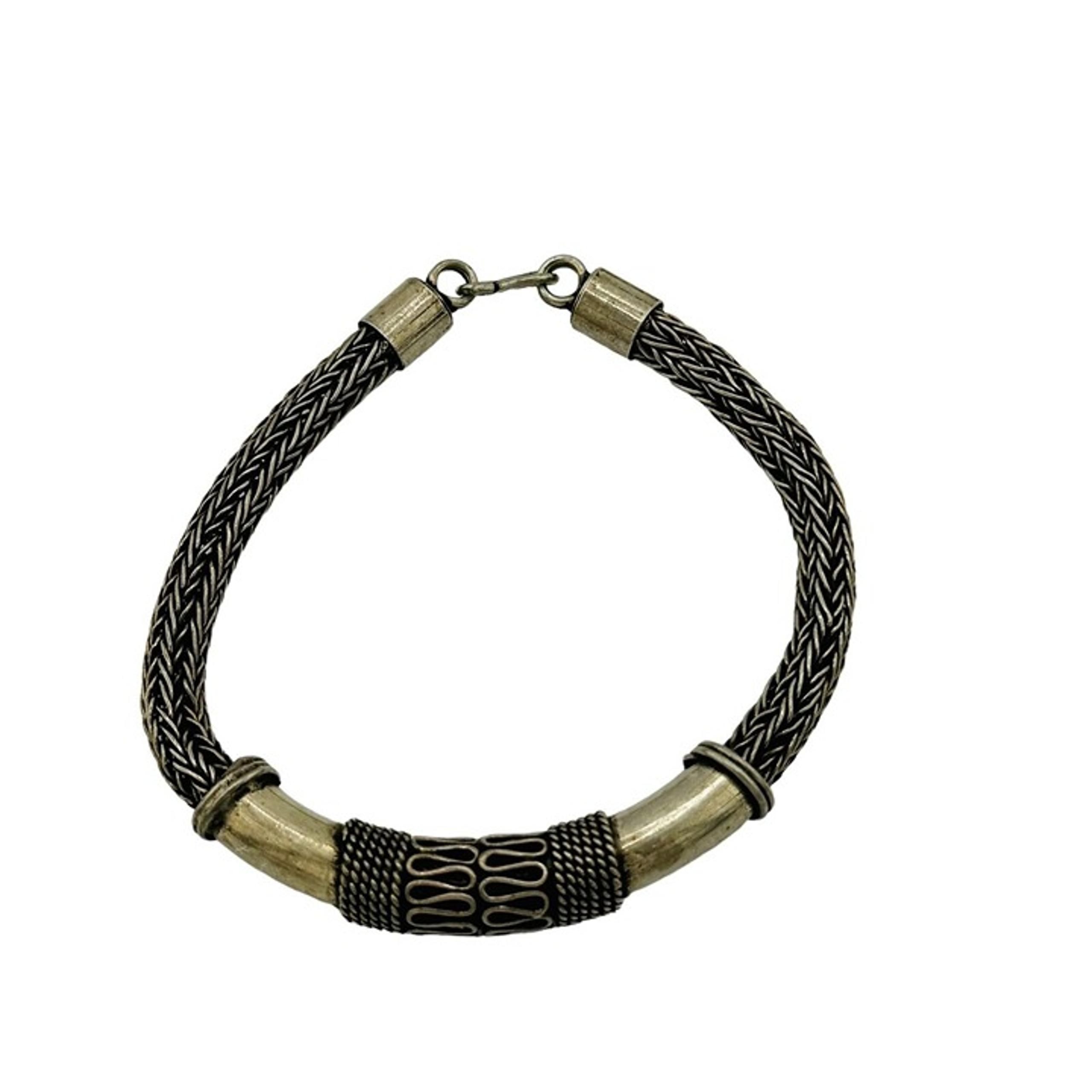 Vintage Bali Sterling Silver Woven Chain Bracelet 6in 17.2 Grams Unique