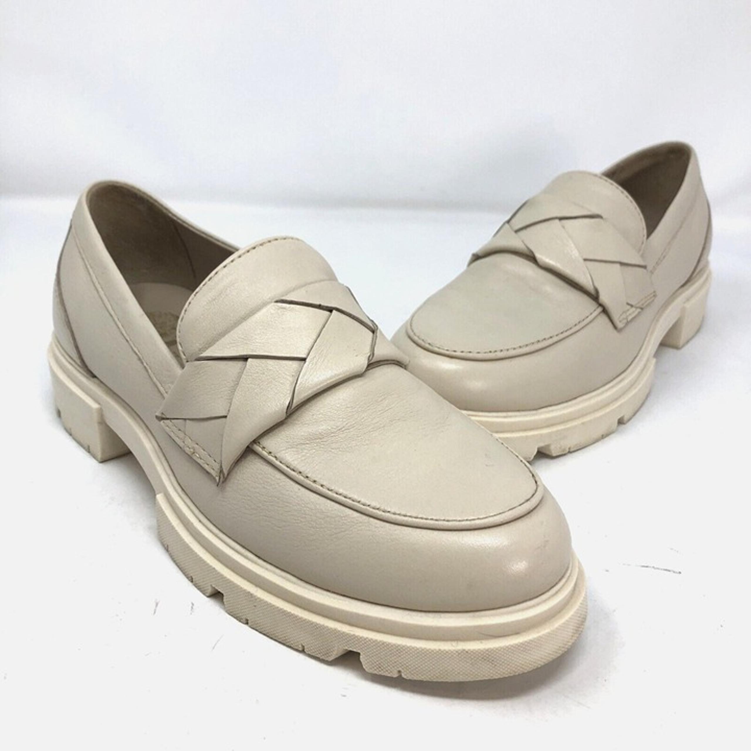 Vince Camuto Shoes Women 8M Mylana Ivory Leather Platform Loafer Chunky Lug Sole