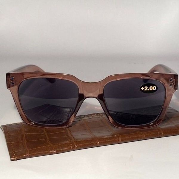 Reading Sunglasses Sun Readers 2.00 Chunky Translucent Brown NWT
