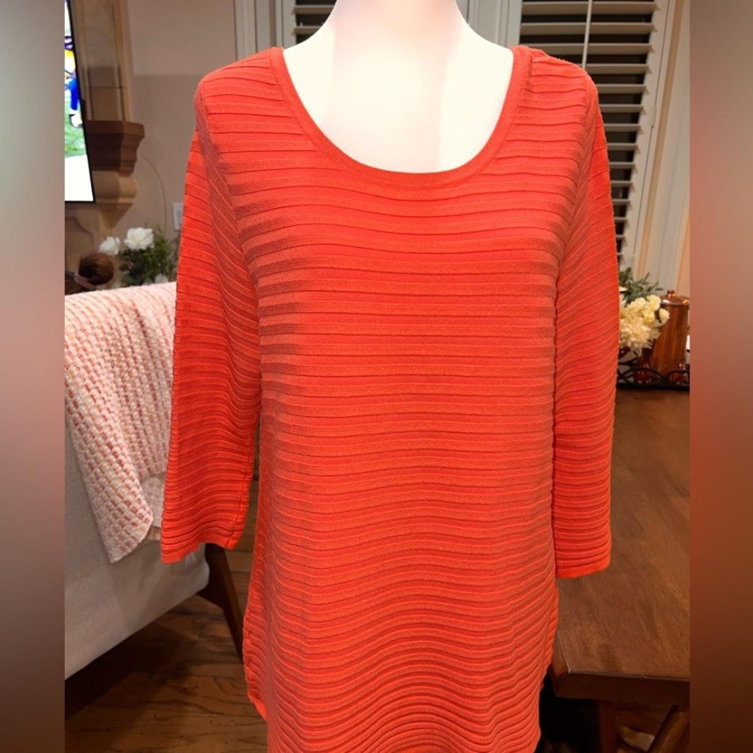 Lane Bryant Orange A Line Keyhole Ribbed Pullover Sweater Scoop Neck Plus 14/16