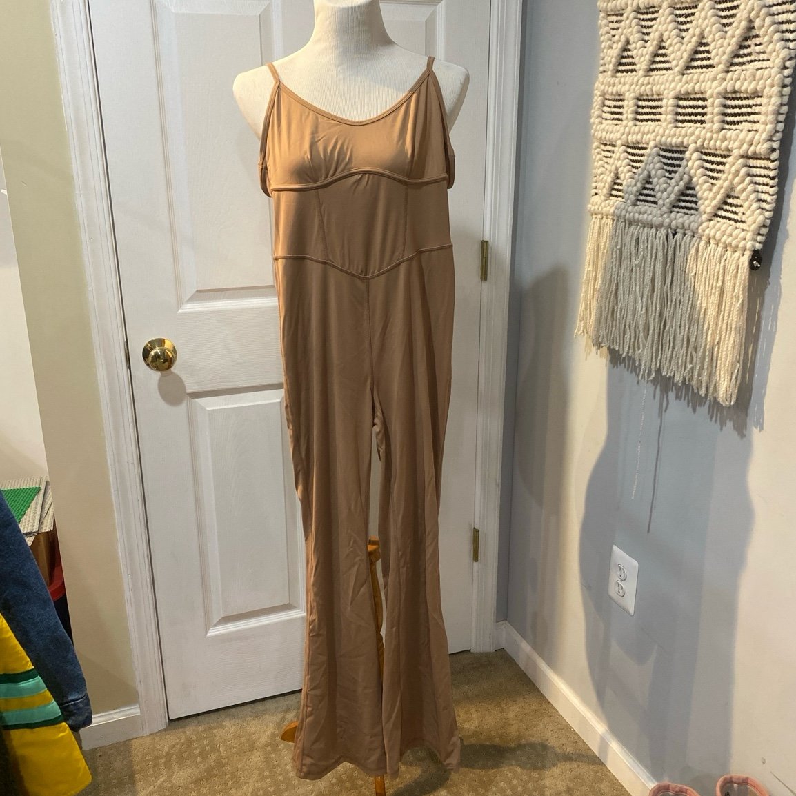 Joy lab athletic one piece unitard flare bodysuit nude/size medium