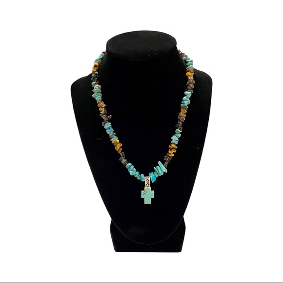 Turquoise Sterling Silver Cross Necklace