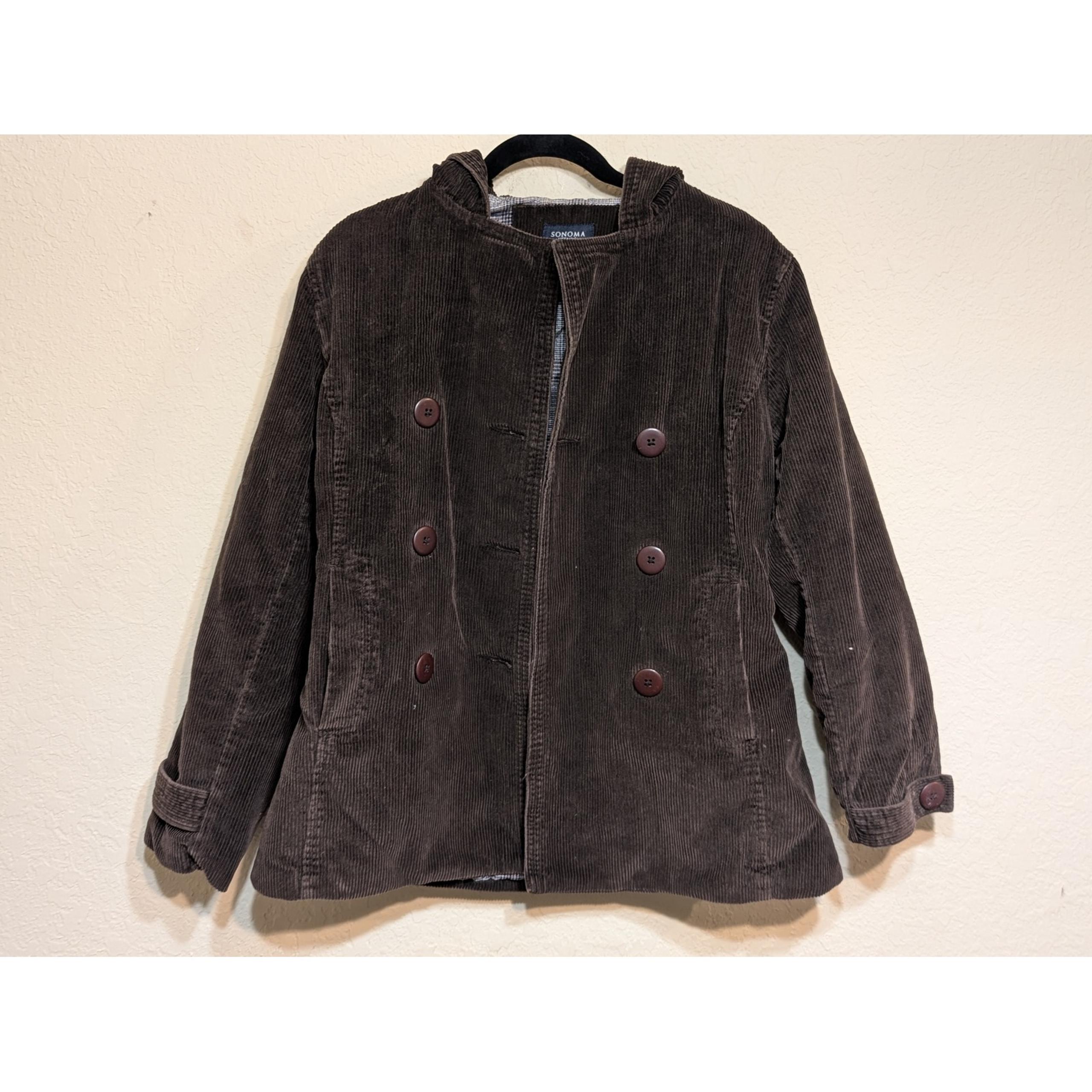 Sonoma Life Style Corduroy Hooded Jacket Brown Size Small