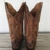 JB Dillon Goatskin Mens Brown Leather Inlaid Cowboy Western Boots 10 D JBM2213
