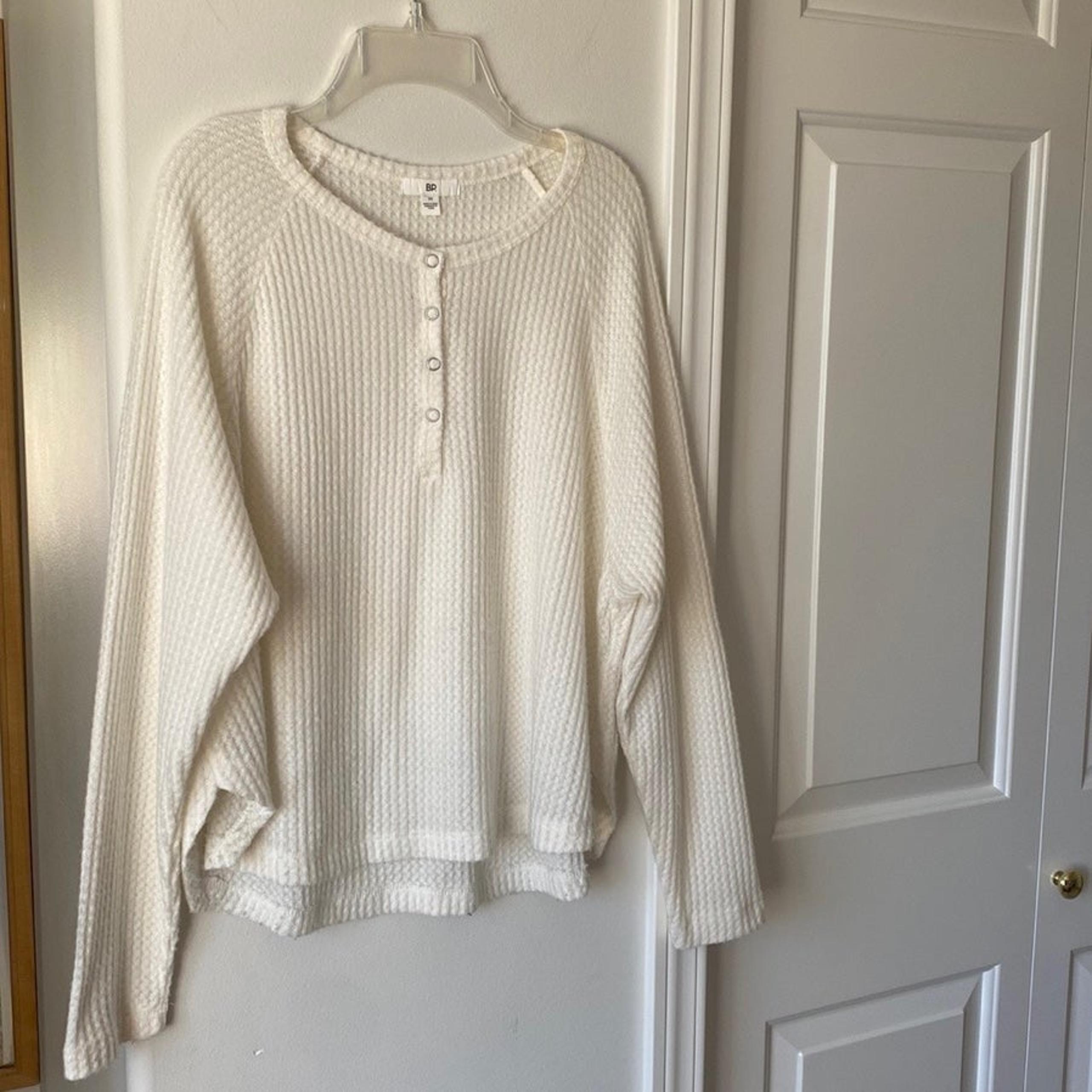 BP Nordstrom - Ivory Cream Waffle Style Flowy Soft Henley Button Blouse