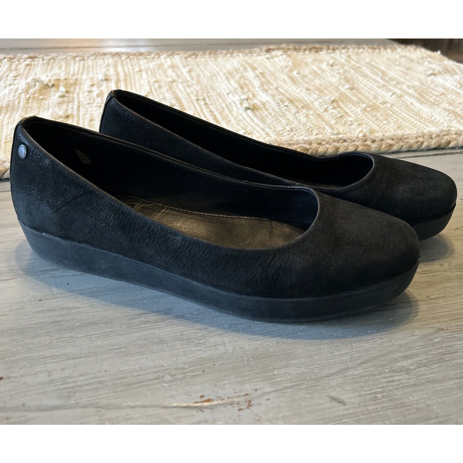 Vagabond Edie Black Platform Ballerina Flat Slip On Shoes Sz US 10 EU 40