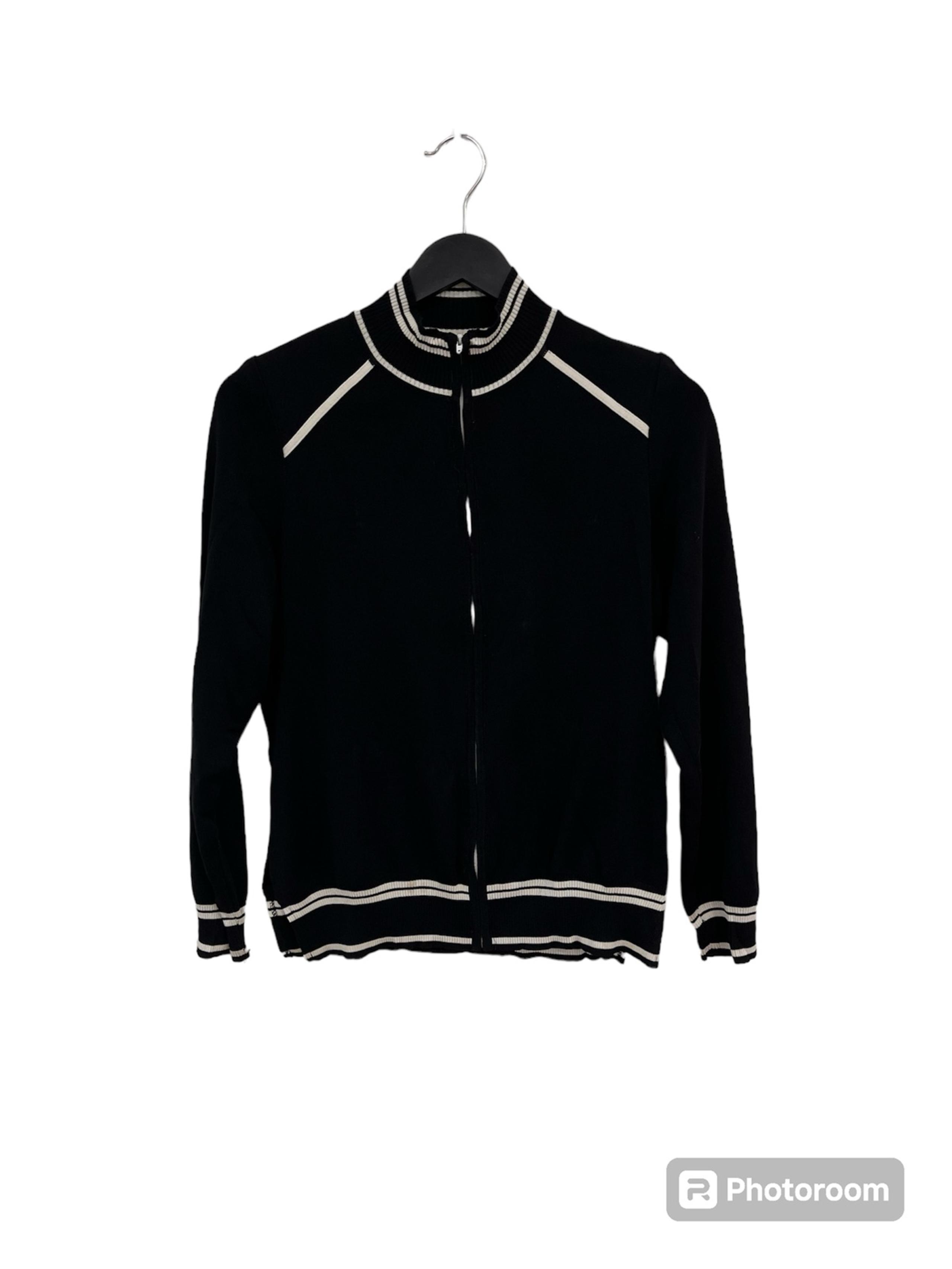 Exclusively Misook Black & White Trim Design Zip Up Sweater / jacket S   Introdu