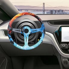NEW JDM UNIVERSAL 350MM FIRE & WATER Acrylic Deep Dish 6 Holes Steering Wheel