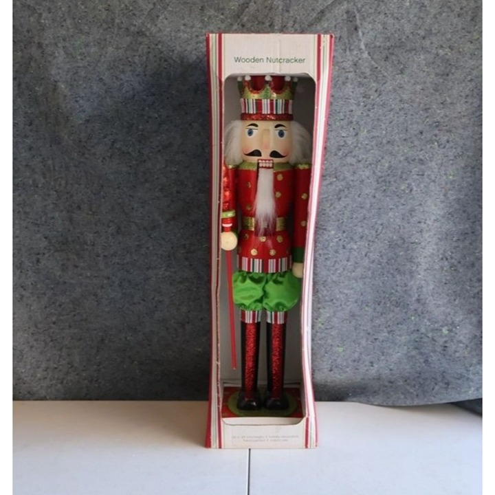 Vintage Nutcracker 32 Tall Hand-Painted Wooden Holiday Decoration Indoor Use R