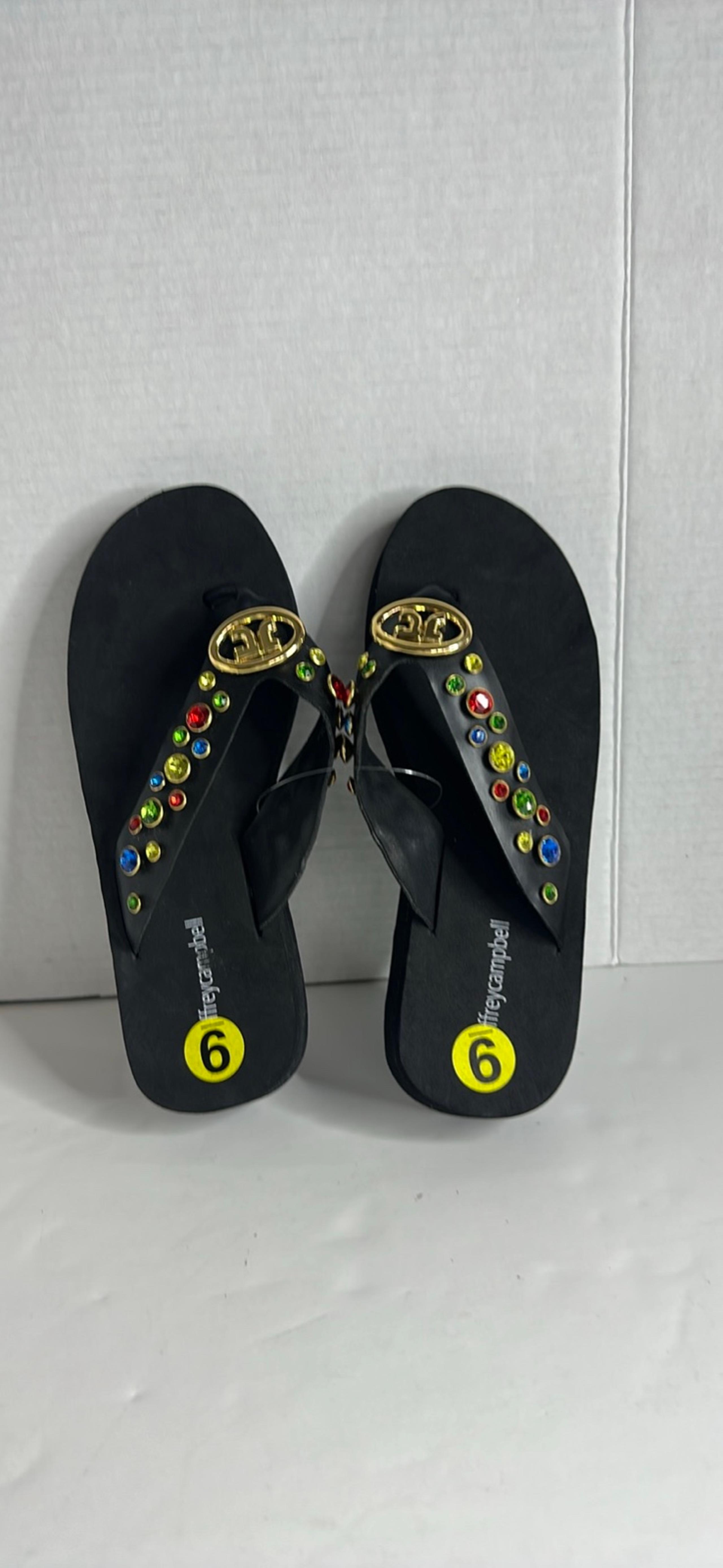 Jeffrey Campbell Rhinestone Flip Flops    Sandals Size 9 in black